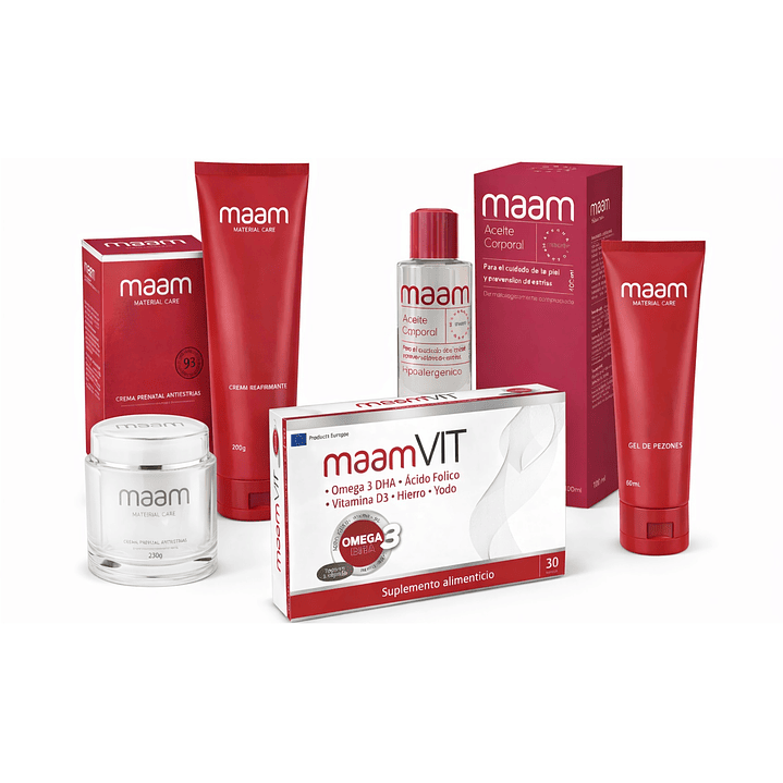 Kit Completo Maam 5 Productos Reafirmante Antiestrias Embarazo 1