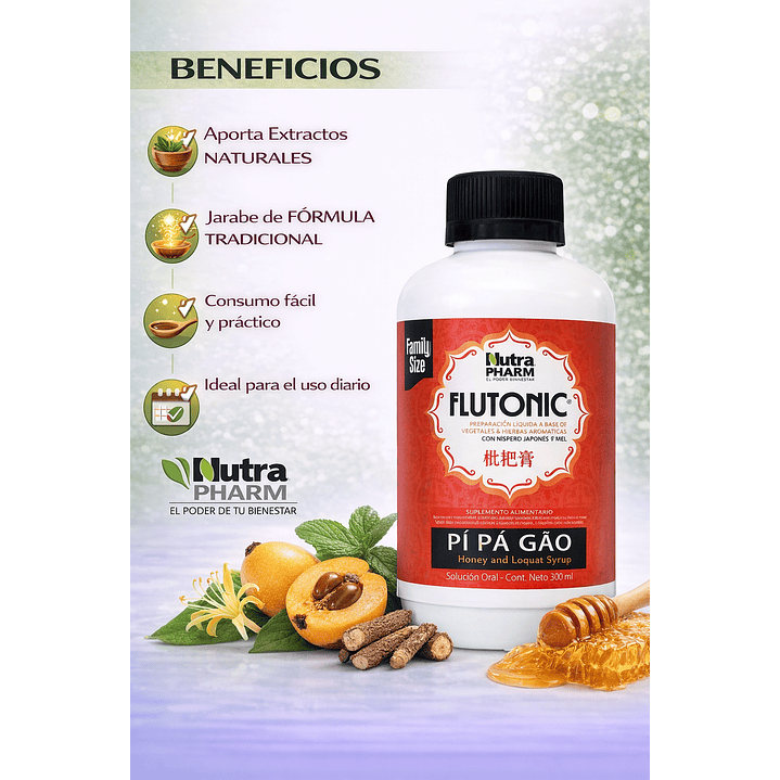 Flutonic Pí Pa Gao 300 Ml - Nutrapharm Sin Sabor 5