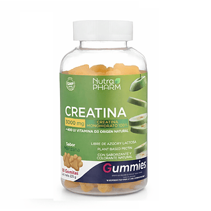 Creatina Gummies 90 Gomitas + Vit D Nutrapharm Manzana Manzana