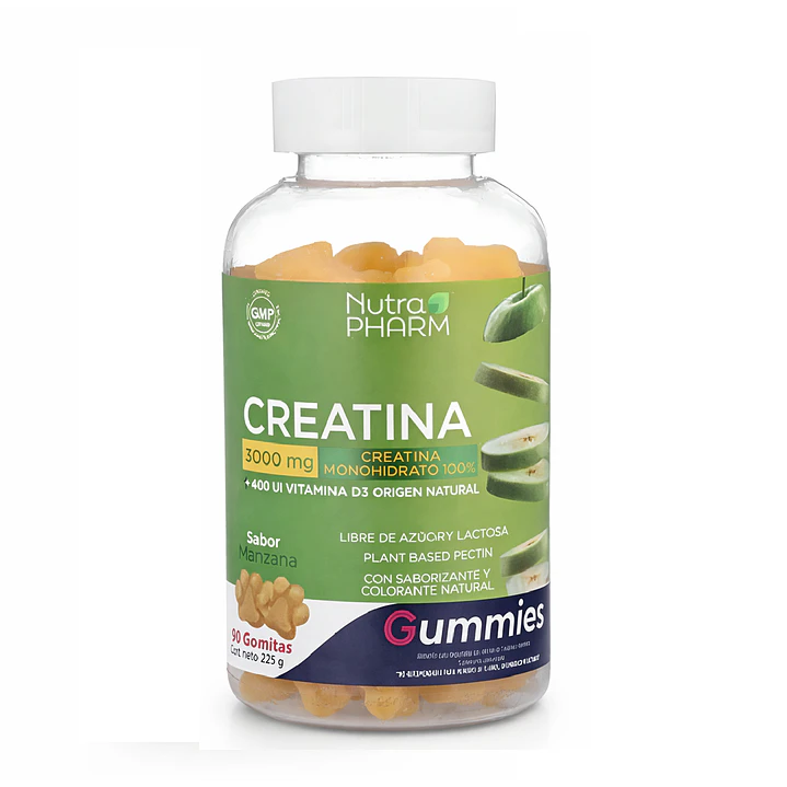 Creatina Gummies 90 Gomitas + Vit D Nutrapharm Manzana Manzana 1