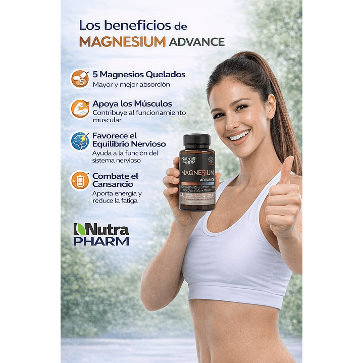 Nutrapharm Magnesium Advance 120 Caps 5 Magnesios Quelados Sabor Sin Sabor 4