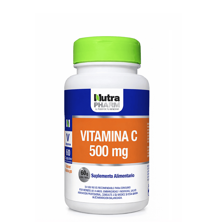Vitamina C 500 Mg Nutrapharm Refuerzo Sistema Inmunológico x60 Cápsulas 1