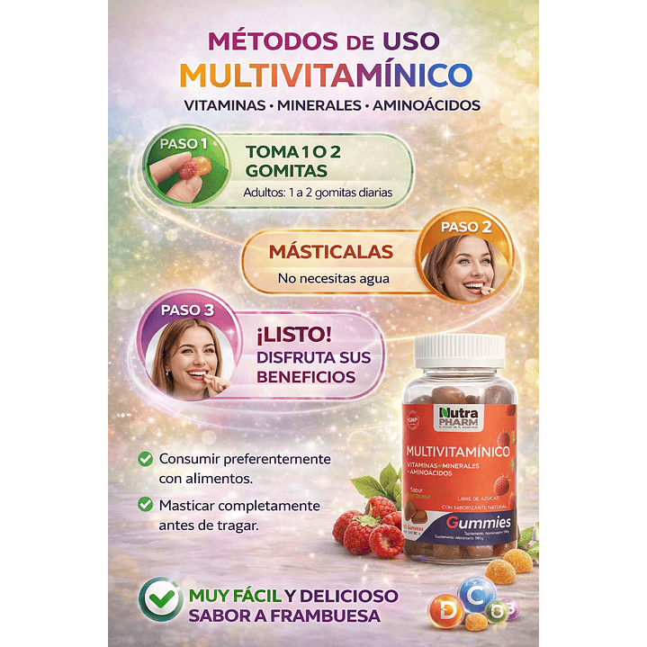 Multivitaminico Vitaminas Minerales Aminoacidos X60 Gomitas 5