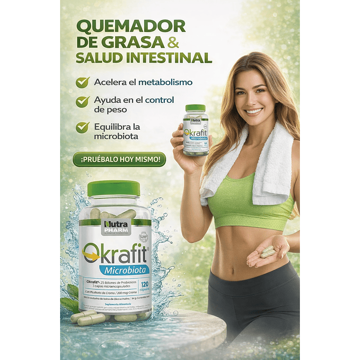 Quemador De Grasa Okrafit Microbiota Probiotix X120 Caps 120 Cápsulas 4