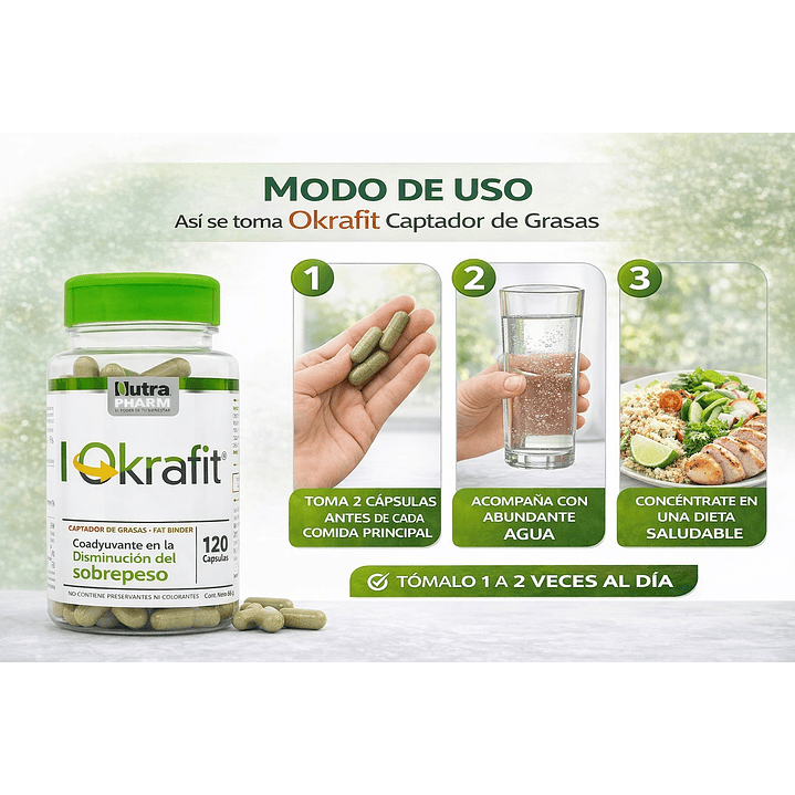 Okrafit 120 Capsulas Nutrapharm Captador De Grasas 5