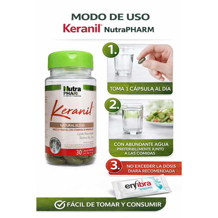 Keranil 1800mg / 30 Cápsulas Protección Capilar Nutrapharm 5
