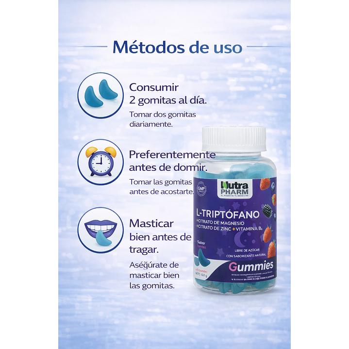 L-triptófano Gomitas Gummies Sabor Berries x60 Nutrapharm  4