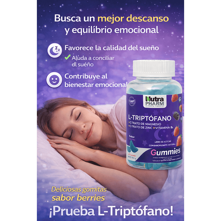 L-triptófano Gomitas Gummies Sabor Berries x60 Nutrapharm  5