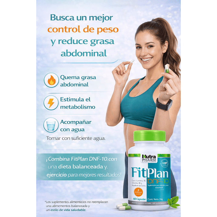 Fitplan DNF-10 Quemador Grasa Abdominal 60 Cápsulas Nutra Pharm 5
