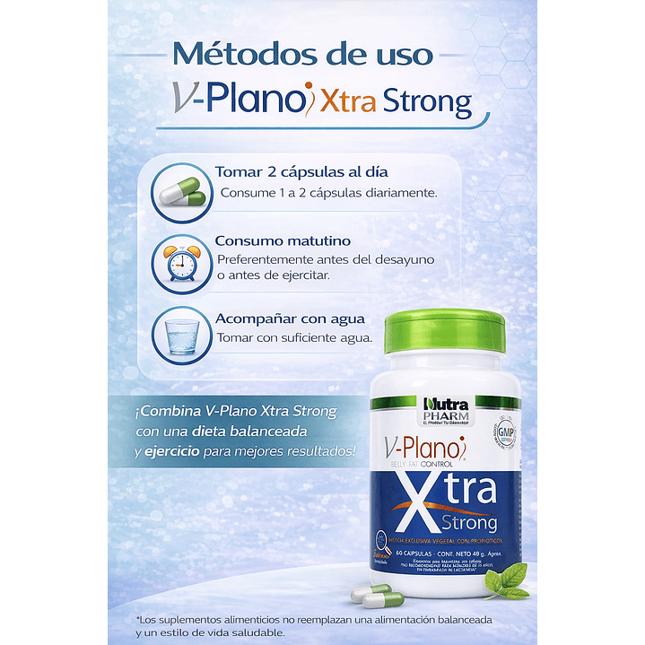 V- Plano Xtra Strong - Reductor De Grasa Abdominal x60 Cápsulas  5