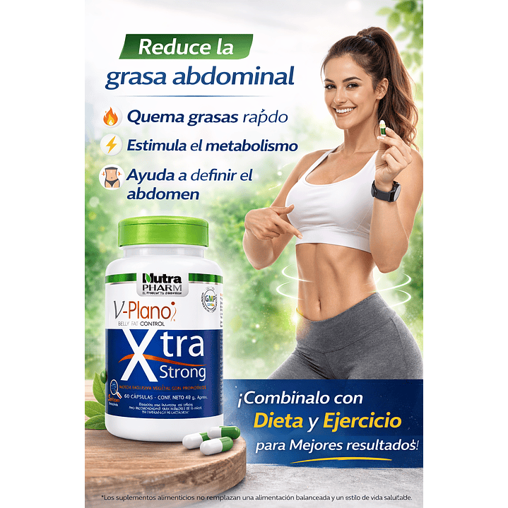 V- Plano Xtra Strong - Reductor De Grasa Abdominal x60 Cápsulas  6