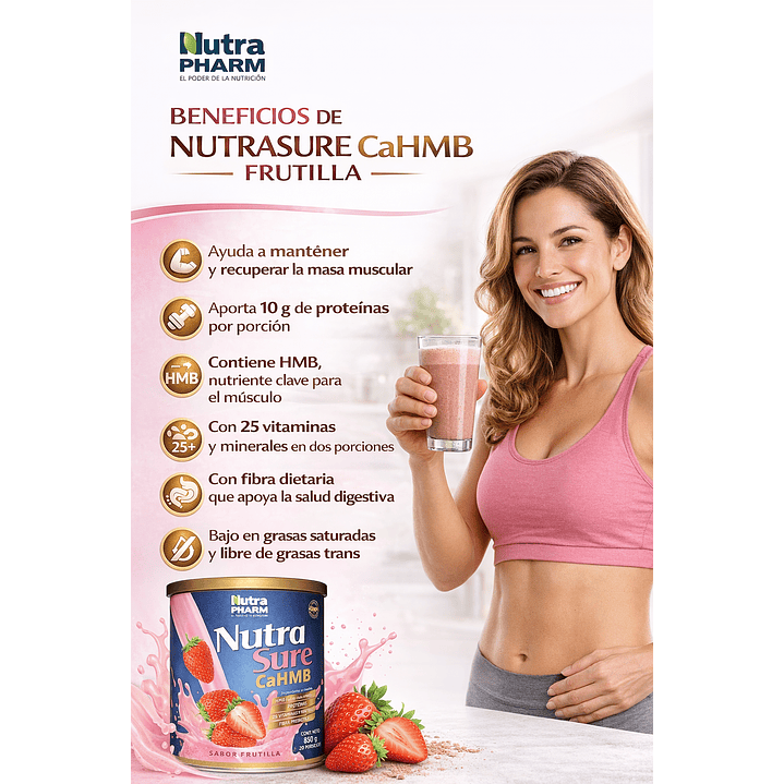 Nutrasure Cahmb Frutilla X850g  Nutrapharm 5