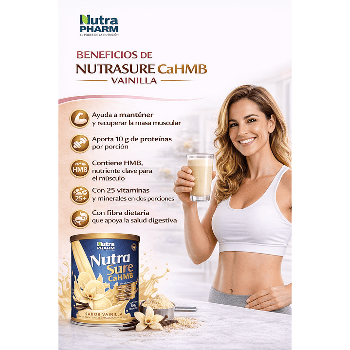 Suplemento Nutra Sure Cahmb Vainilla 850g Nutrapharm 3