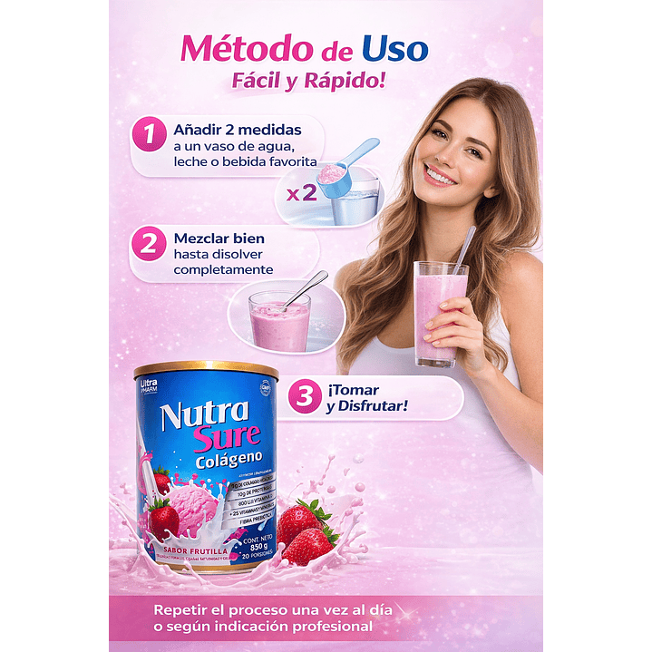 Nutrasure Colageno Sabor Frutilla Suplemento 850g 6