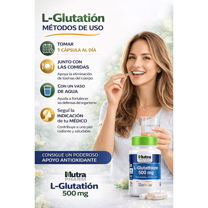 L-glutathione Antioxidante 500mg x60 Cápsulas  Nutrapharm  5