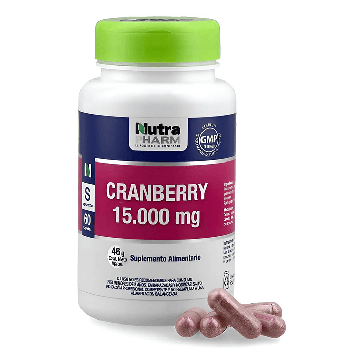Nutra Pharm Cranberry 15.000mg Y Vitamina C 60 Cap Sin Sabor 2