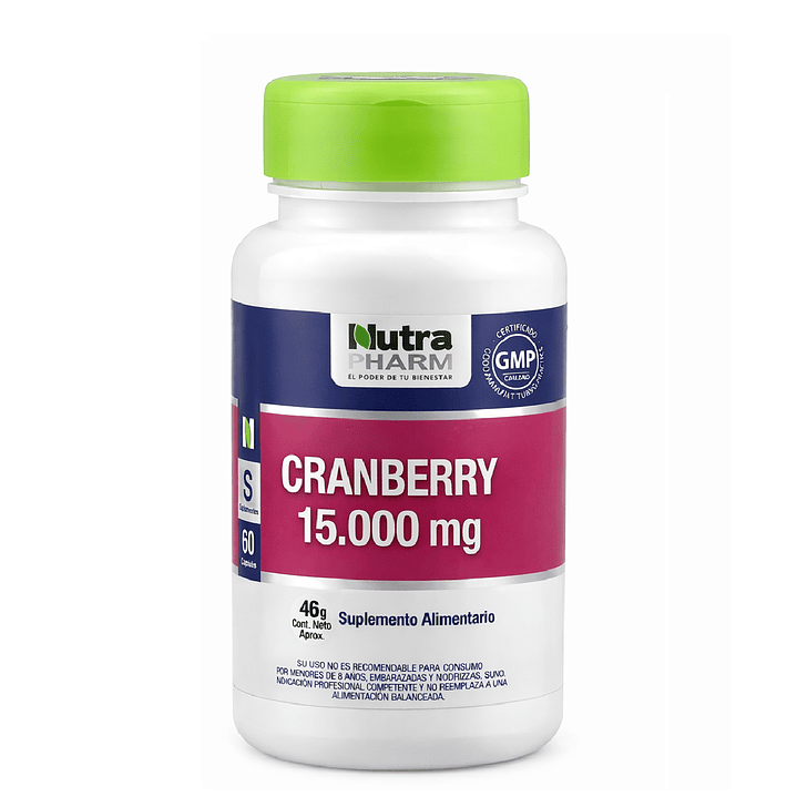Nutra Pharm Cranberry 15.000mg Y Vitamina C 60 Cap Sin Sabor 1