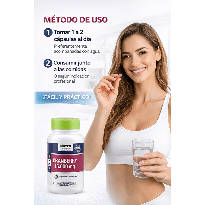 Nutra Pharm Cranberry 15.000mg Y Vitamina C 60 Cap Sin Sabor 4