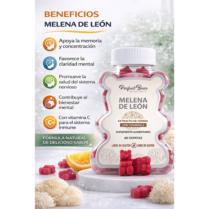 Perfect Bear Melena De Leon Mas Vitamina C, 1 Mes Sabor Berries 6