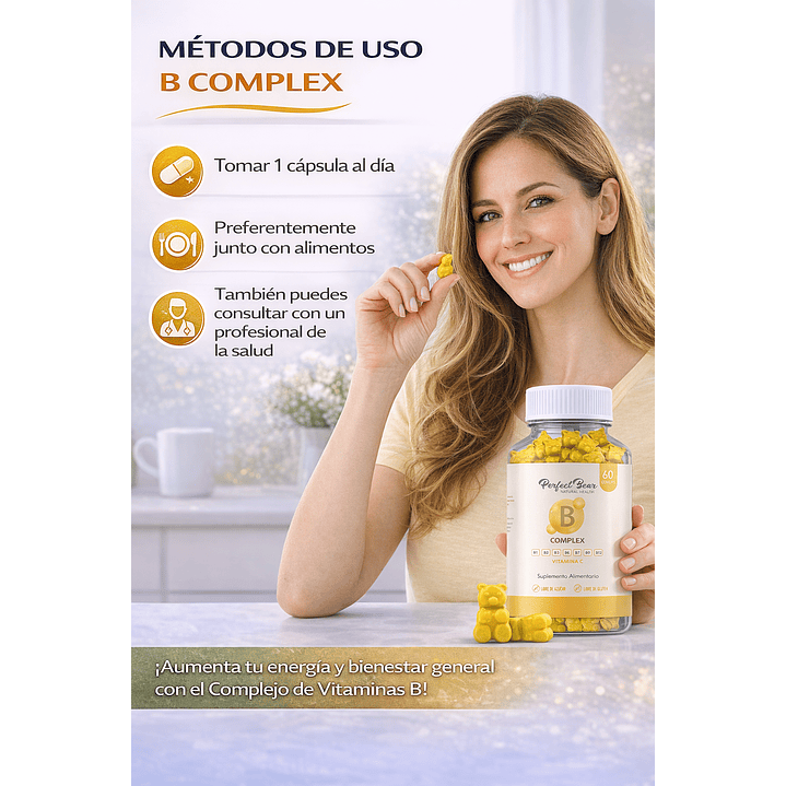 Perfect Bear  B Complex Vitamina C B1 B2 B5 B6 B7 B9 B12 X60 Gomitas 6