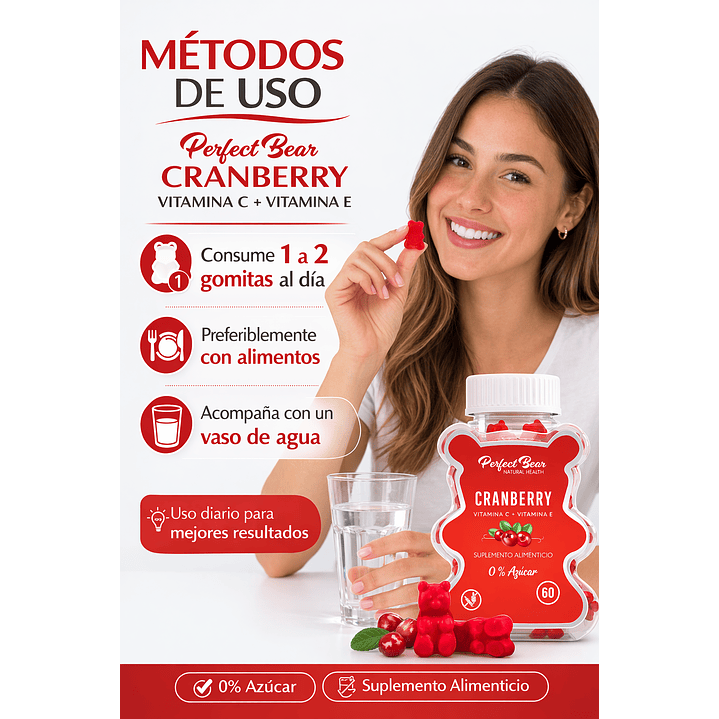 Perfect Bear Cranberry Vit C + E 0% Azucar X60 Gomitas 5