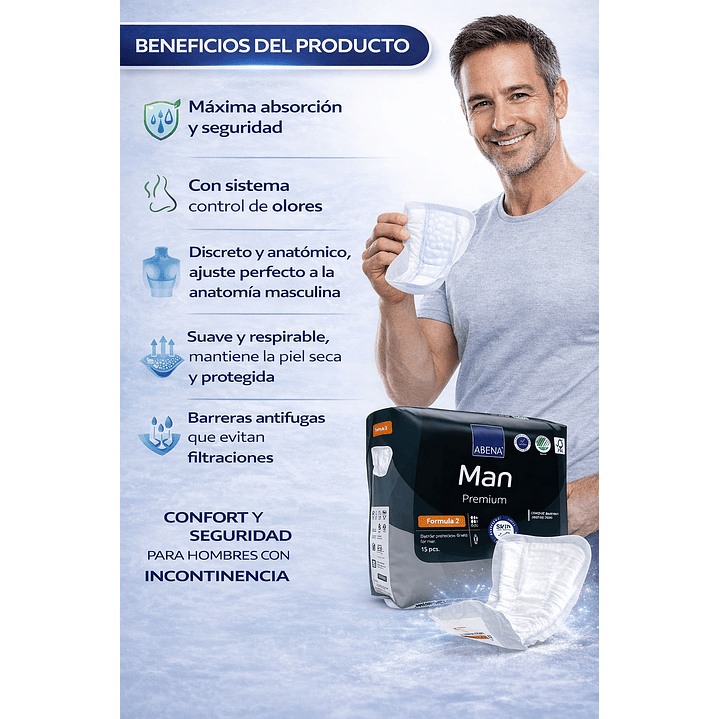 Apósito De Incontinencia Masculino Abena Man X15u Pack X6 5