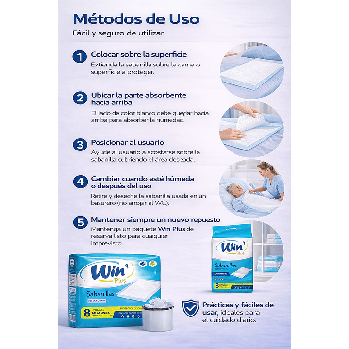 Sabanillas Win Plus Protector Cama Desechables x8 6