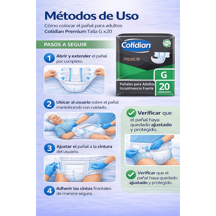 Pañal Adulto Cotidian Premium G x20 Pack x4 7