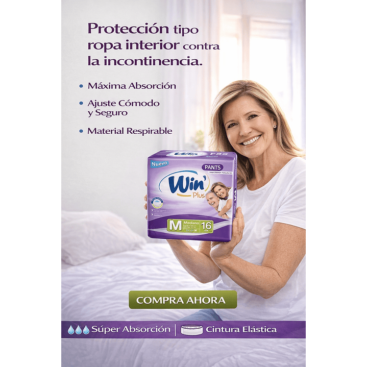 Pañales Adulto Win Plus Pants Talle M  x16 2