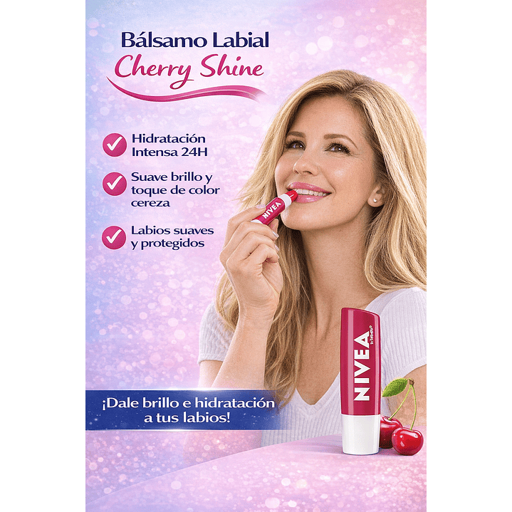 Nivea Bálsamo Labial Cherry Shine 4,8gr  5