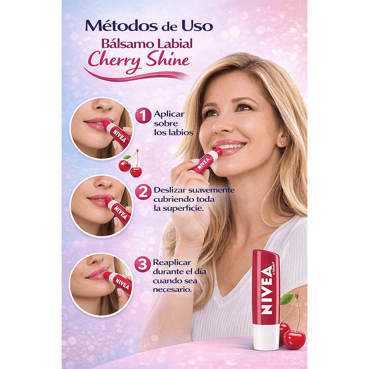Nivea Bálsamo Labial Cherry Shine 4,8gr  6