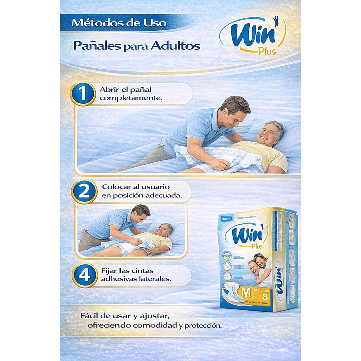  Pañales Adultos Win Plus Talla M x8 5