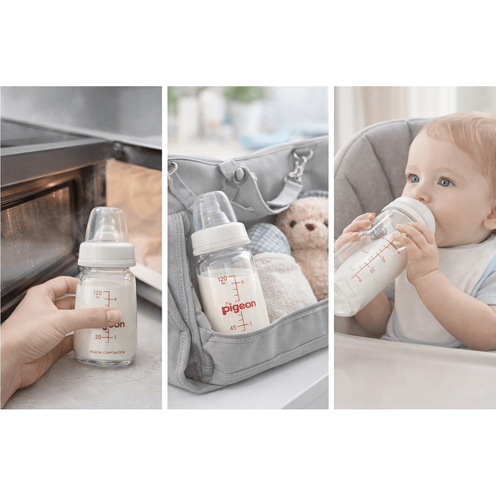 Kit 3 Biberones Vidrio Pigeon Flexible 50ml, 120ml y 240ml 5