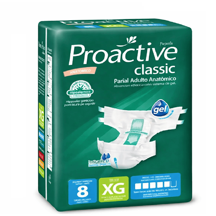 Pañales Para Adultos Proactive Classic Talla XG x8 2