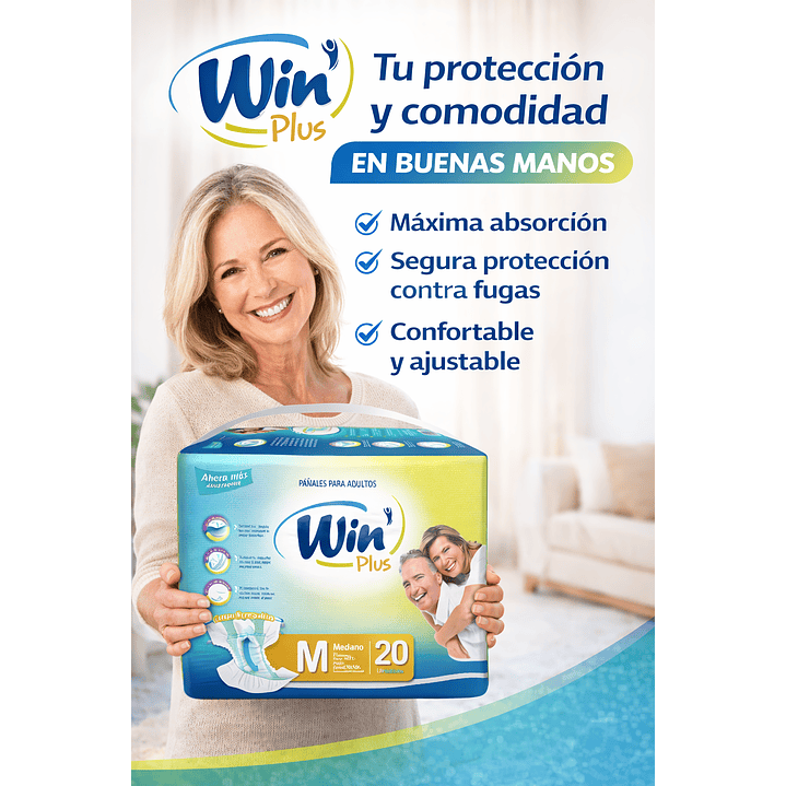 Pañales Para Adultos Win Plus Talla M x20 2