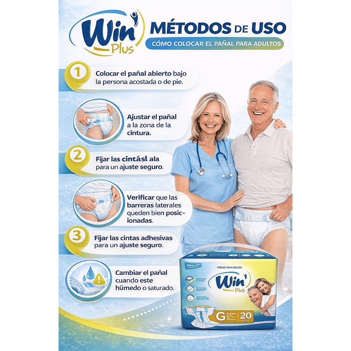 Pañales Para Adultos Win Plus Talla G x20 2