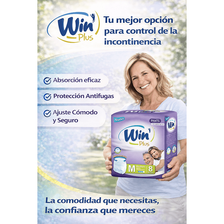Pañales Win Plus Pants Talla M x8  3