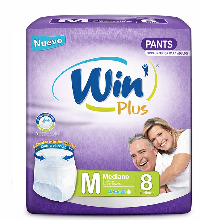 Pañales Win Plus Pants Talla M x8  1
