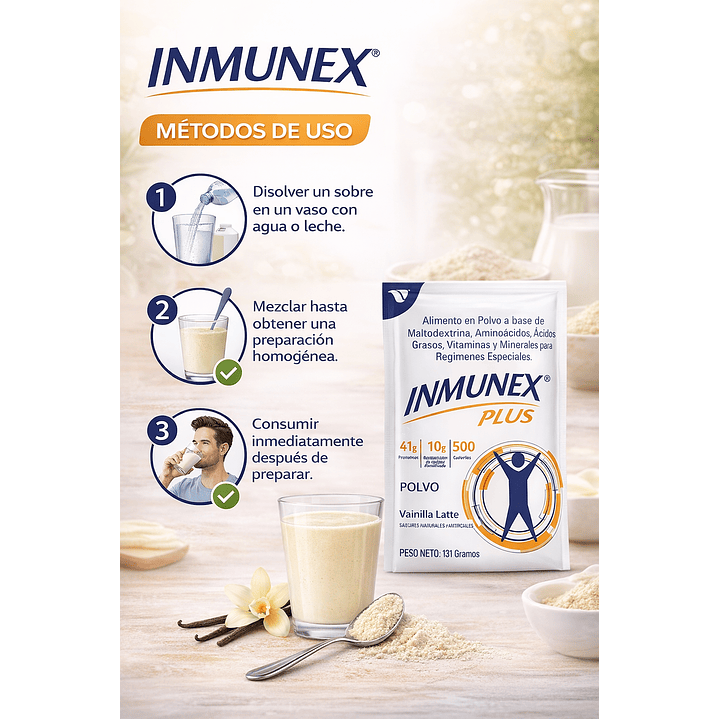 Inmunex Plus Polvo Vainilla Sachet 131g  2