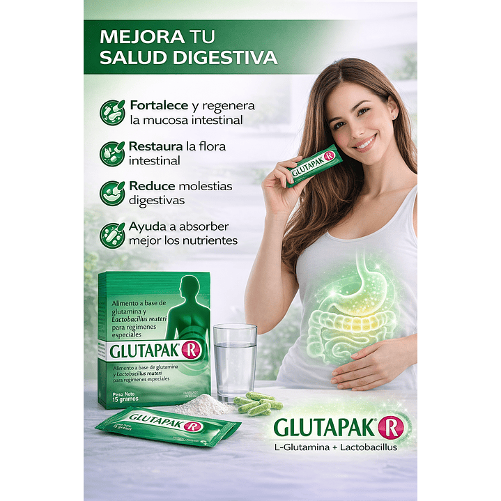 Glutapak R L-glutamina Y Lactobacillus Flora Intestinal 15g Pack x7 3