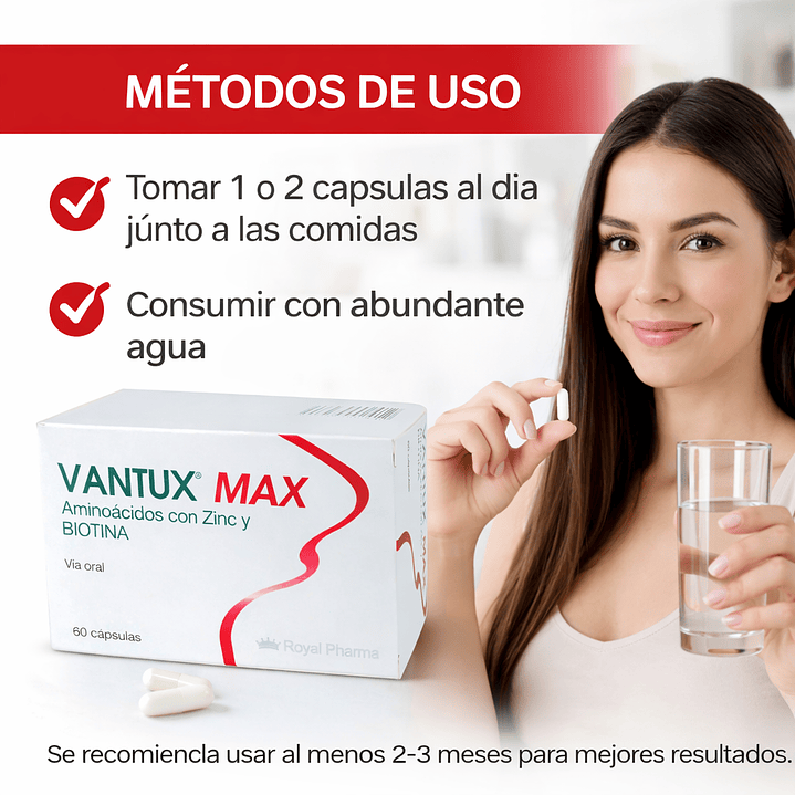 Vantux Max Suplemento Capilar y Uñas X60 Cápsulas Pack x3 6