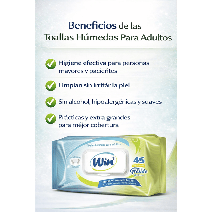 Toallas Humedas Para Adultos Win X45 Unidades Pack X3 5