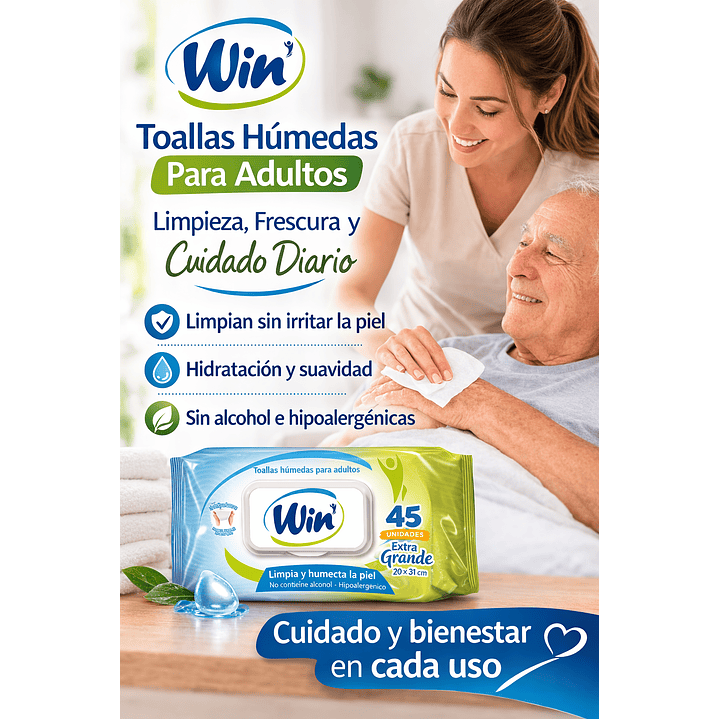 Toallas Humedas Para Adultos Win X45 Unidades Pack X5 4