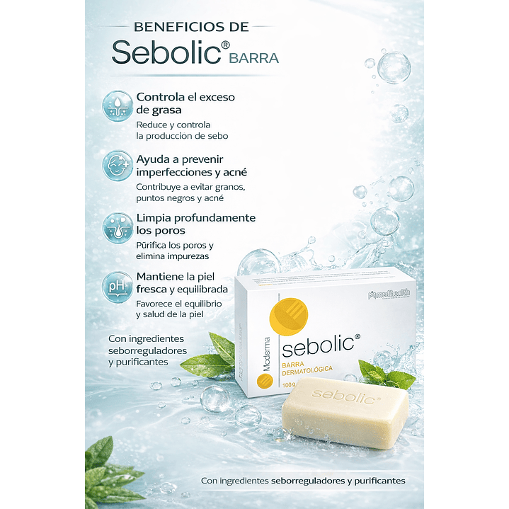 Sebolic Jabon Limpiador Piel Grasa O Acneica Barra 100gr 2