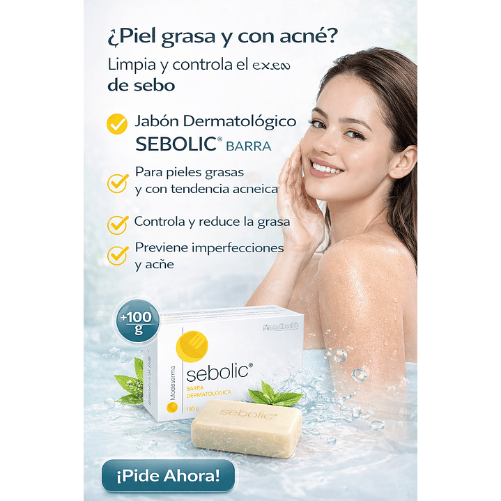 Sebolic Jabon Limpiador Piel Grasa O Acneica Barra 100gr 3