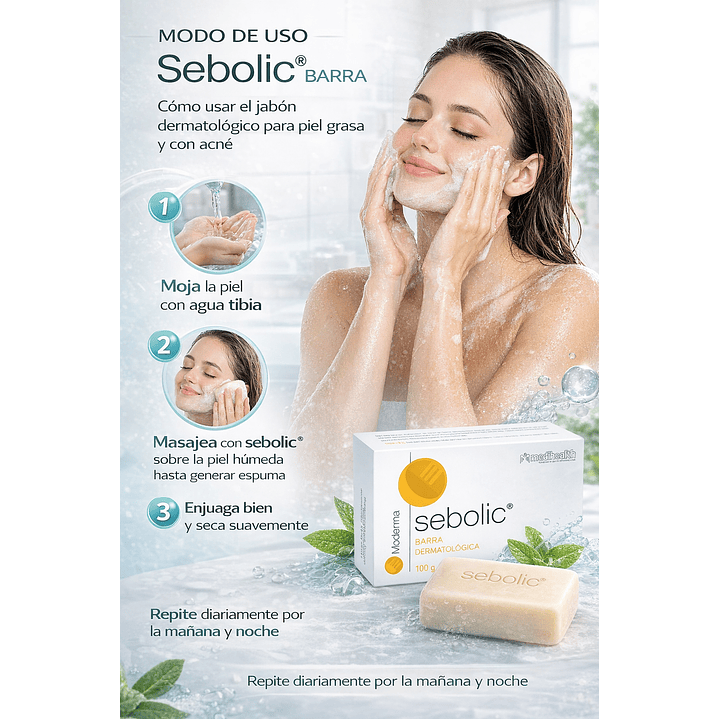 Sebolic Jabon Limpiador Piel Grasa O Acneica Barra 100gr 4