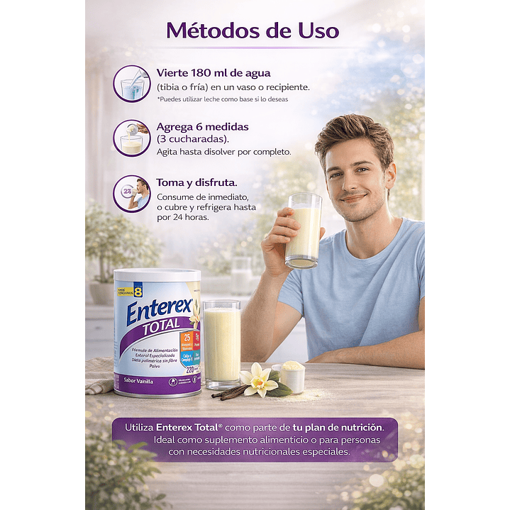 Enterex Total Polvo Sabor Vainilla Rinde 8 Porciones 400g 6
