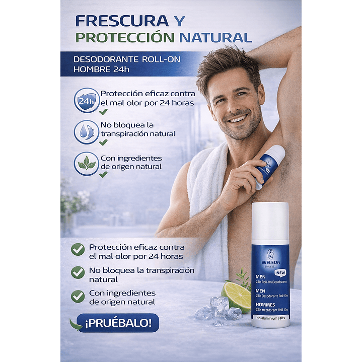 Desodorante Roll On Hombre Weleda 24 Horas 50ml 5
