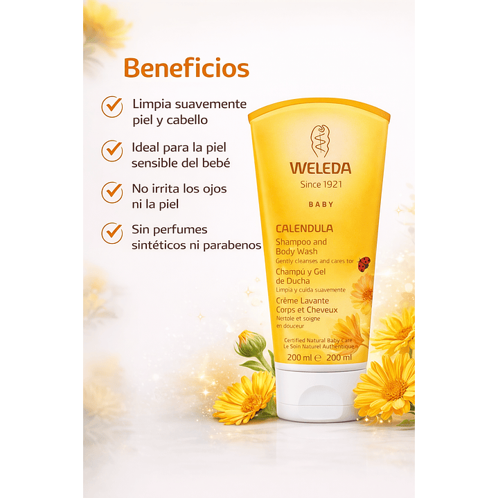 Shampoo Y Gel De Ducha De Caléndula Weleda 200 Ml 3