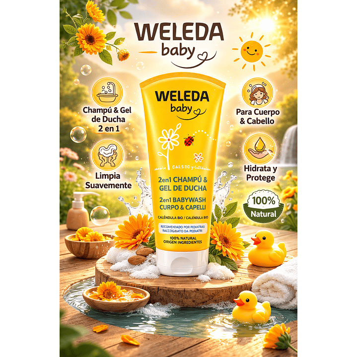 Shampoo Y Gel De Ducha De Caléndula Weleda Baby 200 Ml 5